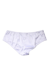 Dolce & Gabbana White Silk Stretch Mid Waist Brief Panty Underwear