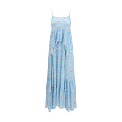 Fiorucci Blauwe Viscose Lange Jurk