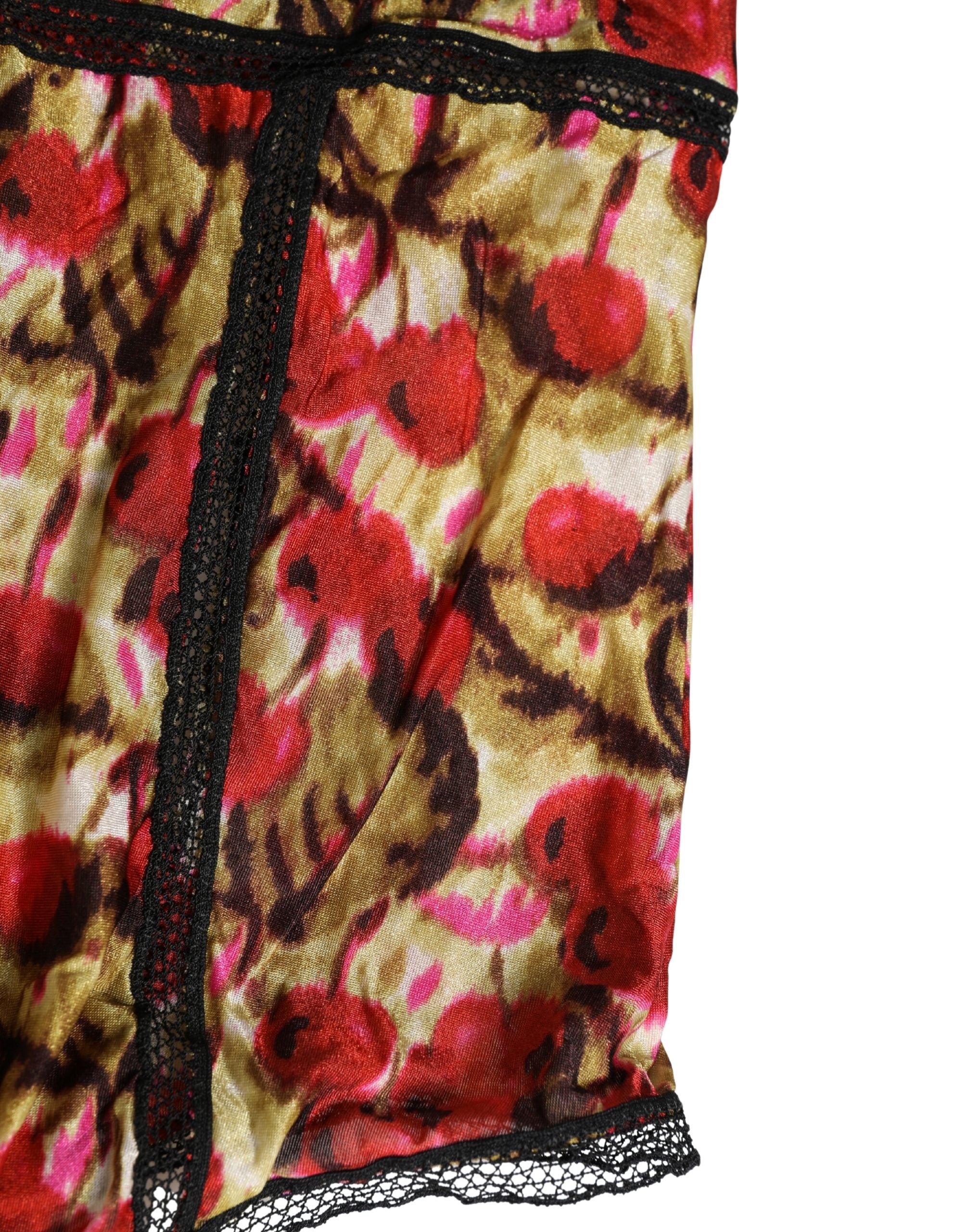 Roberto Cavalli Veelkleurige Body van kant met kersenprint
