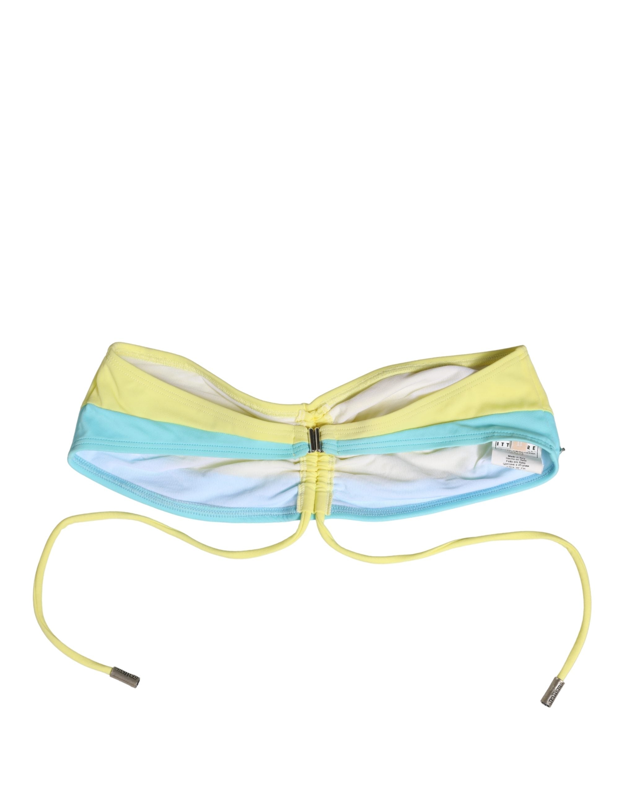 Pyrex Yellow Blue Bandeau Top Bikini Bottom 2 Piece Swimwear
