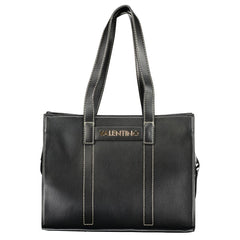 Mario Valentino Black Polyurethane Women's Bag with Shoulder Straps and Pockets