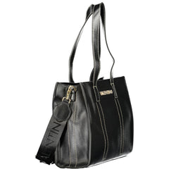 Mario Valentino Black Polyurethane Women's Bag with Shoulder Straps and Pockets