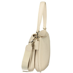 Mario Valentino Beige Polyurethane Women's Bag with Removable Shoulder Strap
