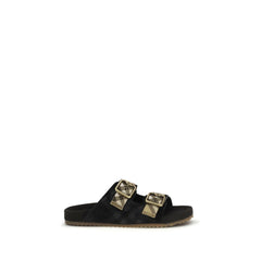 Burberry Zwarte Kalfsleren Bos Taurus Sandalen met Bandjes