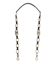 Dolce & Gabbana Zwart Lederen Gouden Ketting Tas Accessoire Schouderband