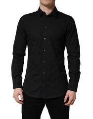Dolce & Gabbana Zwart MARTINI Katoenen Slim Fit Formeel Overhemd