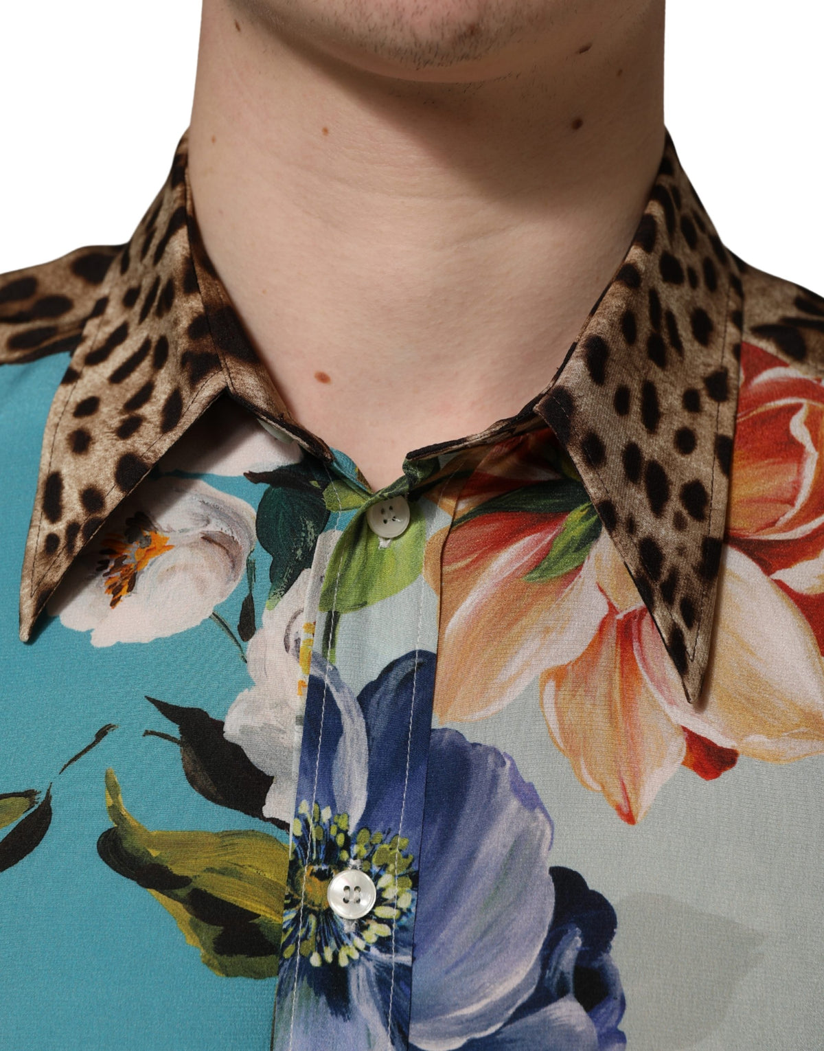 Dolce & Gabbana Kraaghemd met meerkleurige bloemen en dierenprint