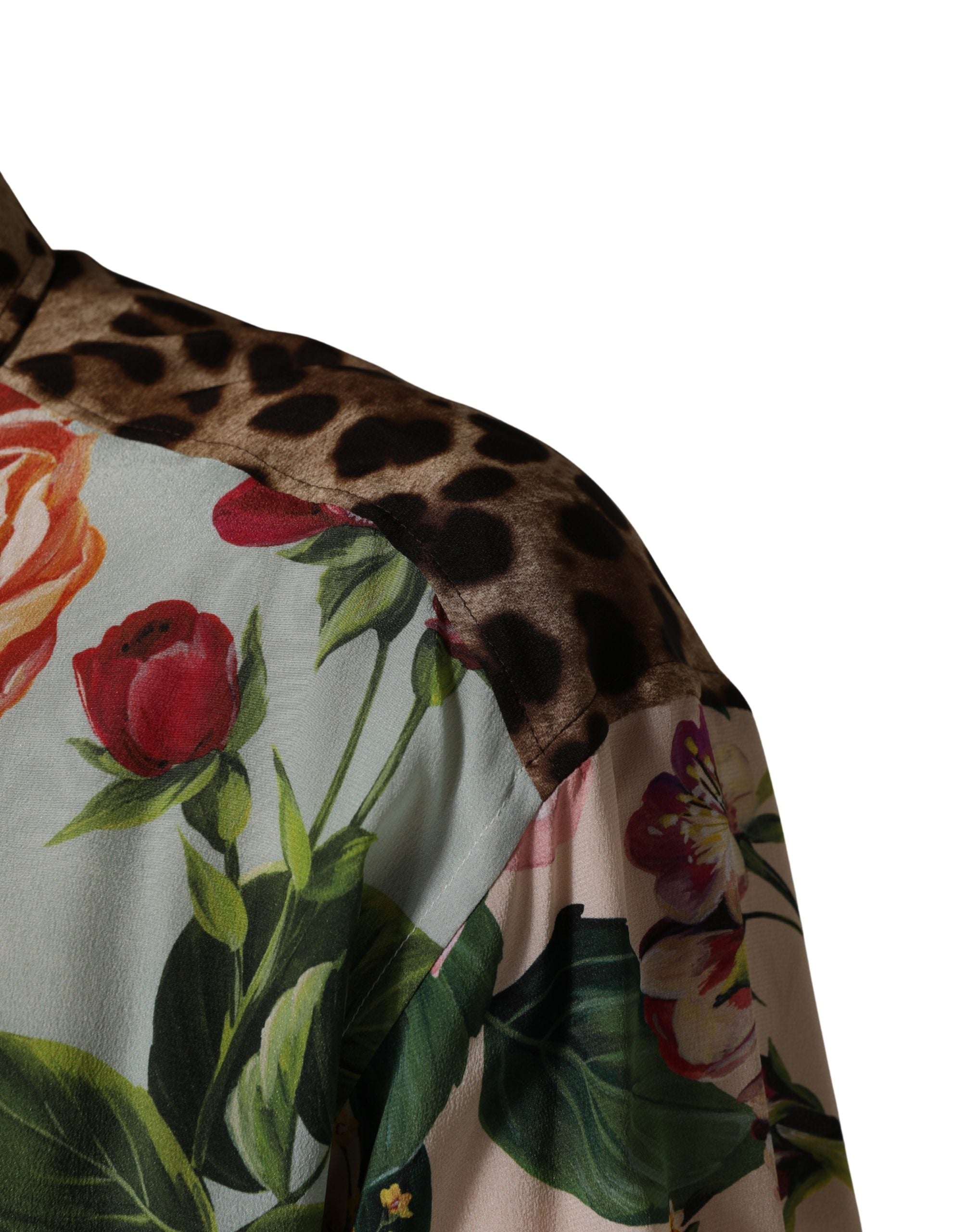 Dolce & Gabbana Kraaghemd met meerkleurige bloemen en dierenprint