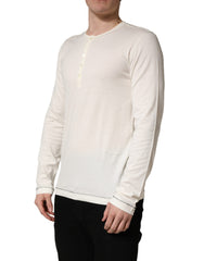 Dolce & Gabbana Witte Henley Trui met Lange Mouwen