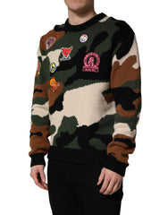 Dolce & Gabbana Meerkleurige Intarsia Gebreide Camouflage Pullover