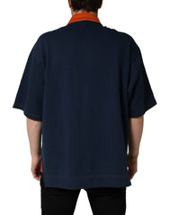 Dolce & Gabbana Navy Blue Cotton Logo Short Sleeves Men Polo T-shirt