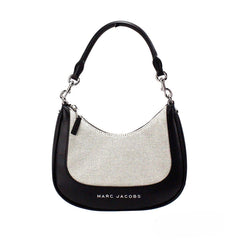 Marc Jacobs Naturfarbener schwarzer Canvas-Leder-Hobo-Schultertasche
