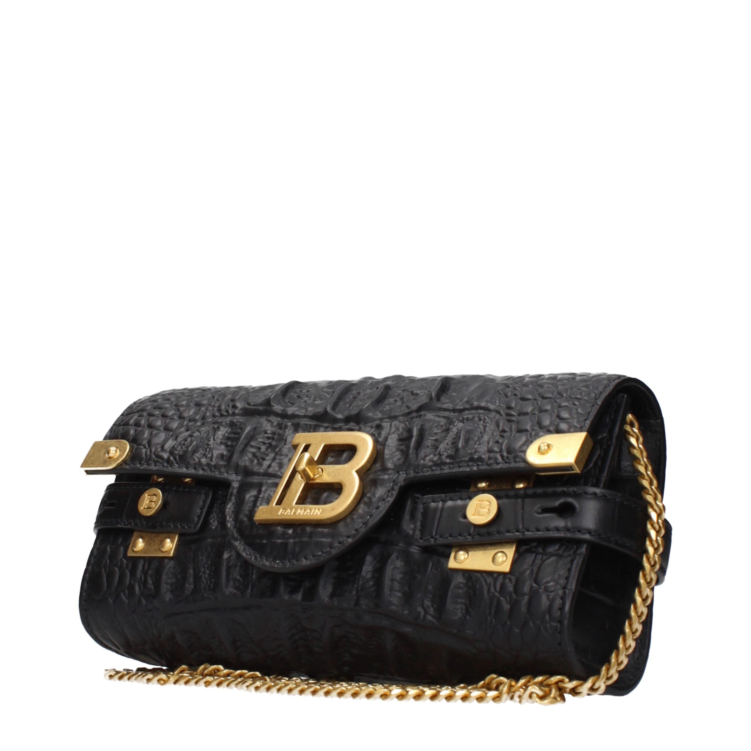 Balmain Black Leather Clutch Bag