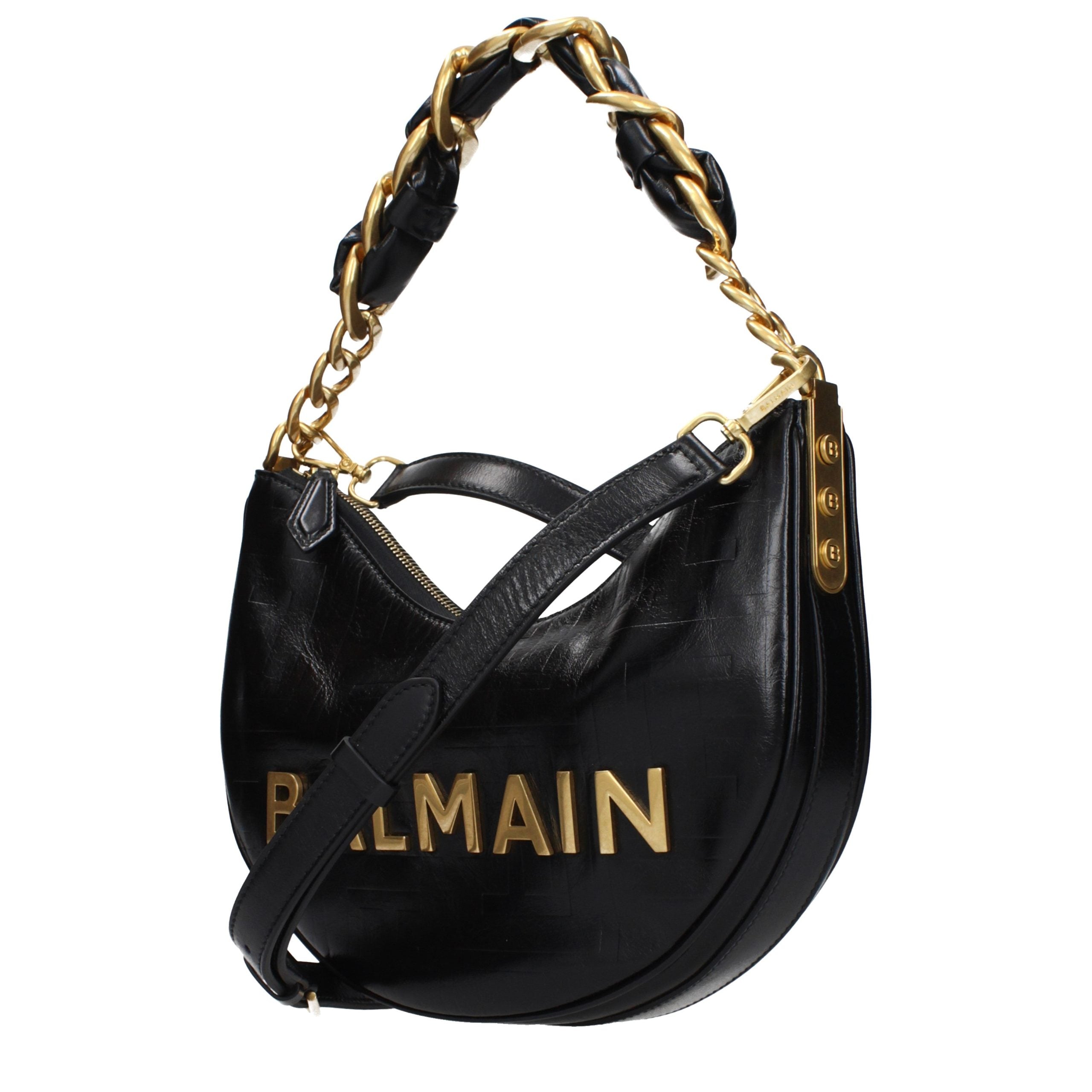 Balmain Black Leather Shoulder Bag