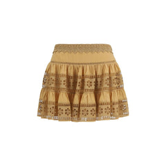 Charo Ruiz Brown Cotton Mini Skirt