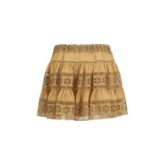 Charo Ruiz Brown Cotton Mini Skirt