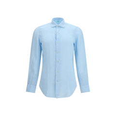 Finamore Blue Linen Longsleeve Shirt