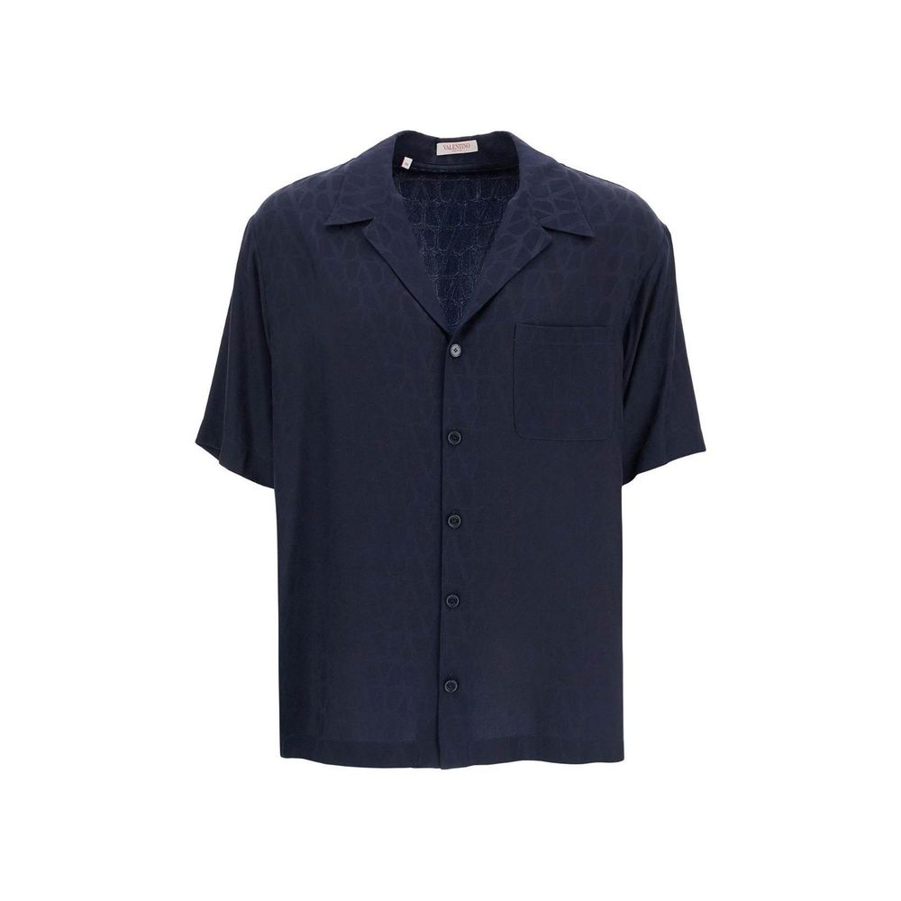 Valentino Blue Silk Pattern Shirt