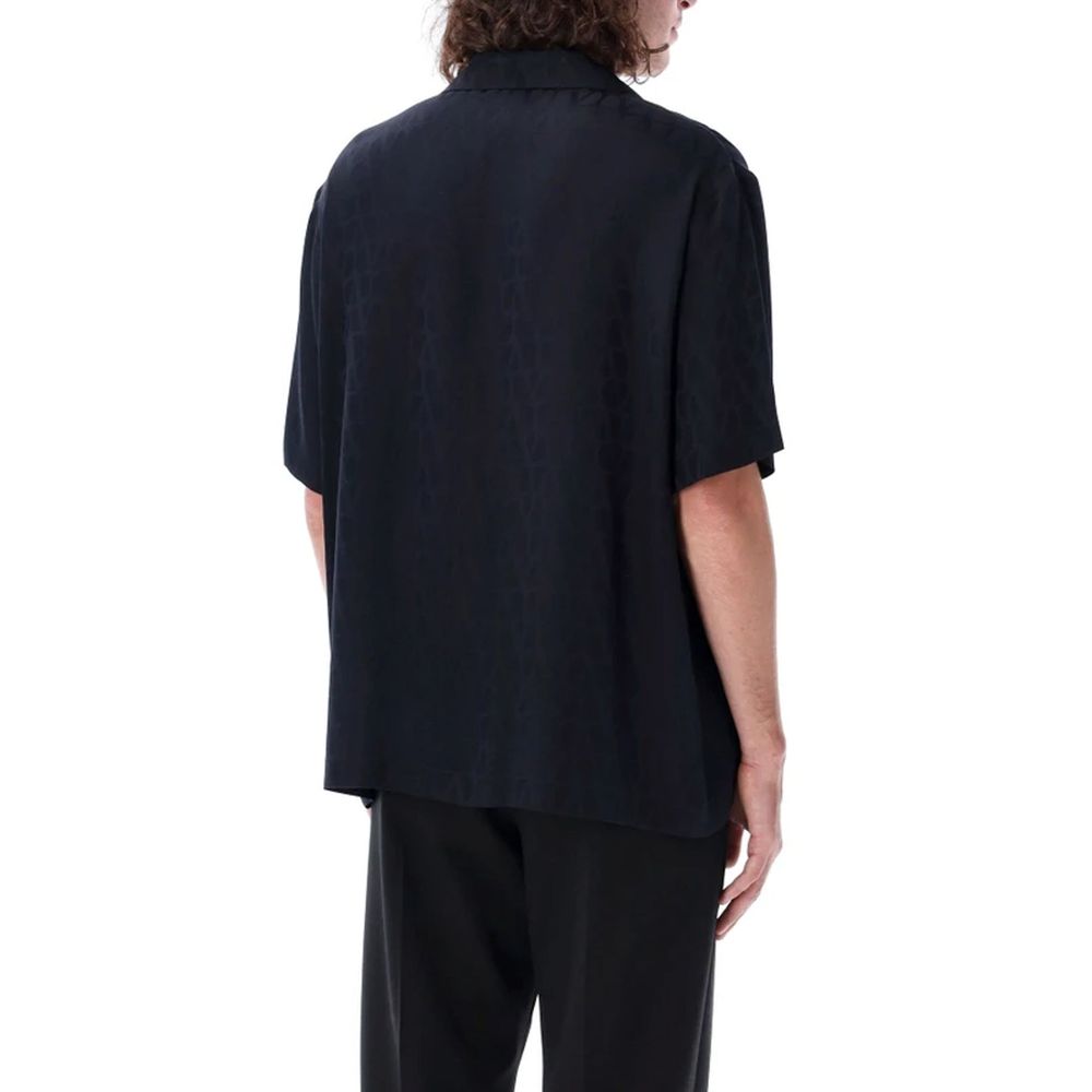 Valentino Blue Silk Pattern Shirt