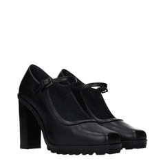 Max Mara Zwarte Leren Pumps met Hoge Hak