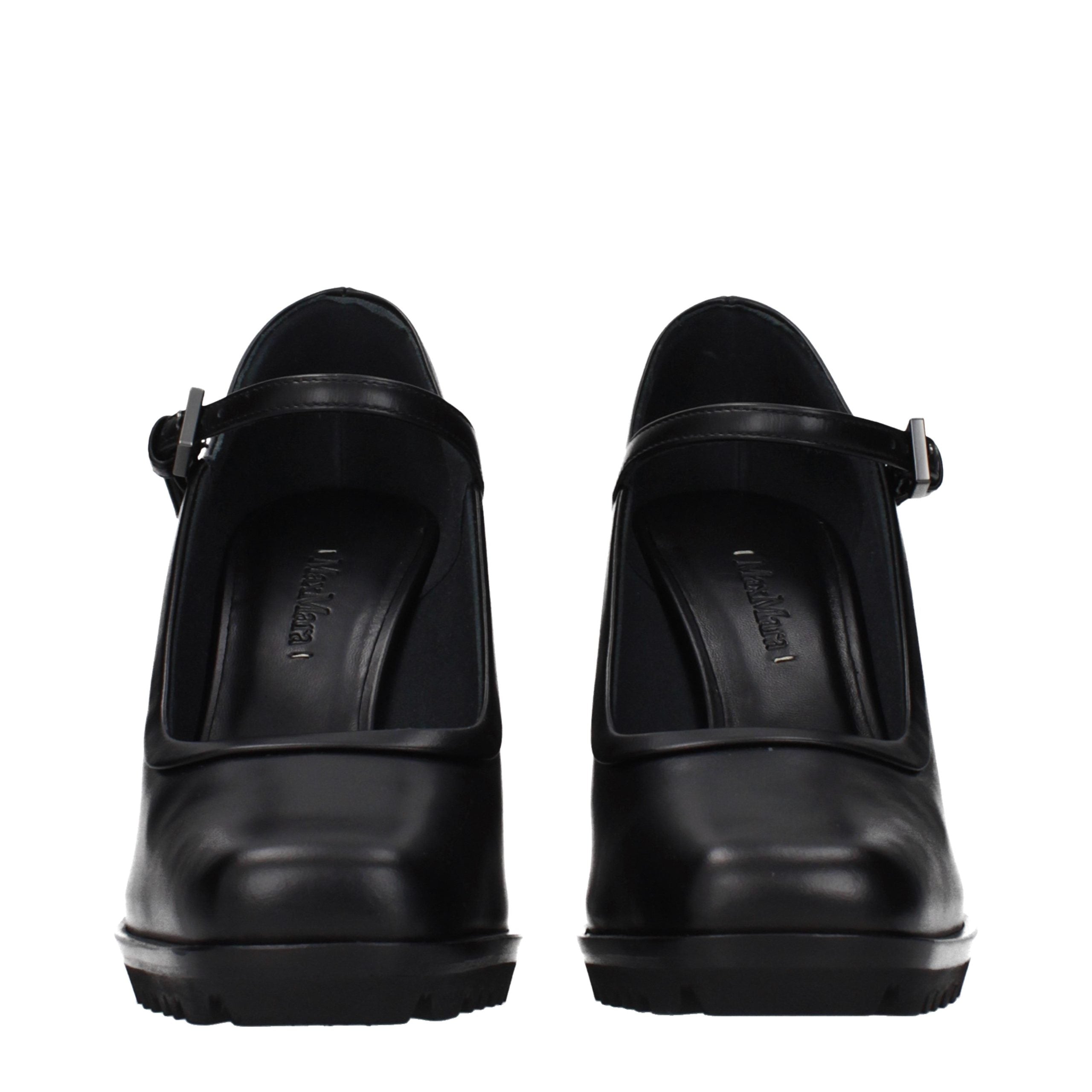 Max Mara Zwarte Leren Pumps met Hoge Hak