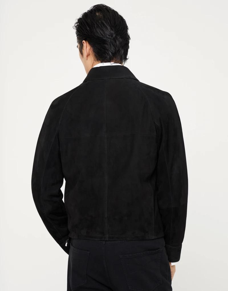 Brunello Cucinelli Black Leather Leather Jacket