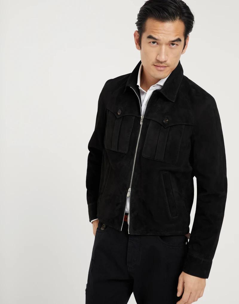 Brunello Cucinelli Black Leather Leather Jacket