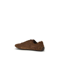 Prada Bruine Kalfsleren Bos Taurus Lage Sneakers