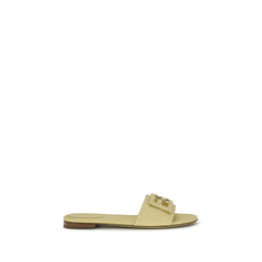 Fendi Beige Kalfsleer Bos Taurus Platte Sandalen