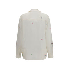 Baziszt White Cotton Pattern Shirt