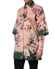 Dolce & Gabbana Pink Floral Cotton Button Front Shirt Top