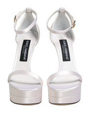 Dolce & Gabbana Witte Plateau Sandalen met Enkelbandje