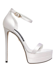 Dolce & Gabbana Witte Plateau Sandalen met Enkelbandje