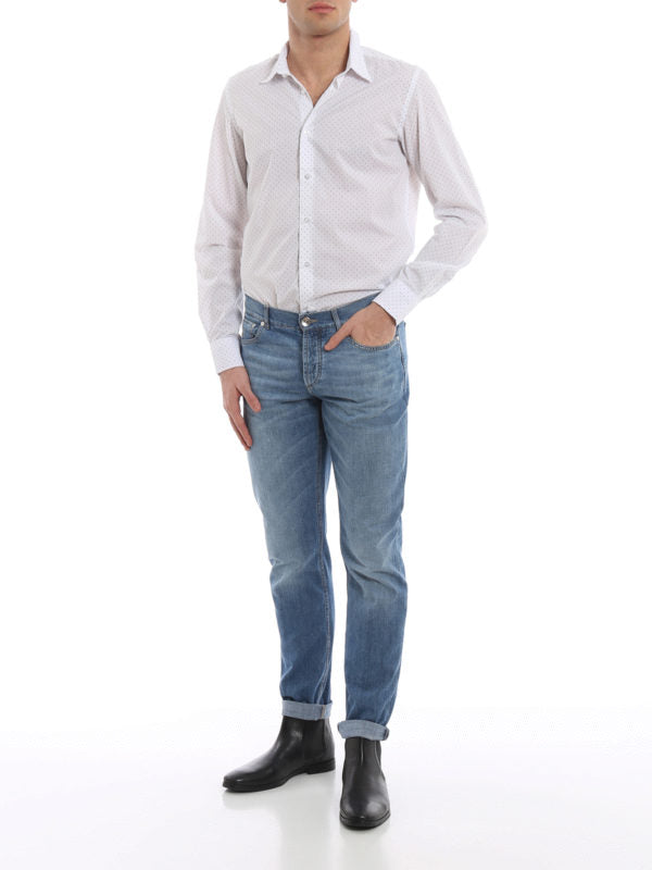 Brunello Cucinelli Blue Cotton Straight-Leg Jeans