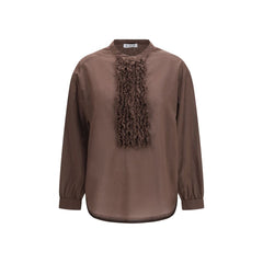 SOSUE Brown Cotton Pattern Shirt