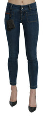 Dolce & Gabbana Blue Slim Fit Cropped Mid Waist Denim Jeans