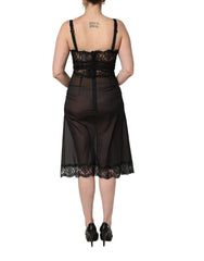 Dolce & Gabbana Zwart Zijden Kanten Slip Lingerie Nachthemd Nachtkleding