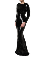 Dolce & Gabbana Black Bodycon Mermaid Sequinned Gown Dress