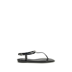 MACH & MACH Zwarte rubberen platte sandalen