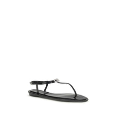 MACH & MACH Zwarte rubberen platte sandalen