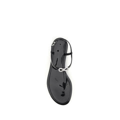 MACH & MACH Zwarte rubberen platte sandalen