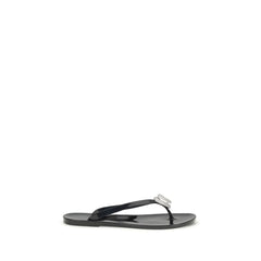 MACH & MACH Zwarte rubberen platte sandalen