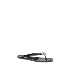 MACH & MACH Zwarte rubberen platte sandalen