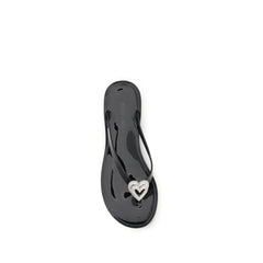 MACH & MACH Zwarte rubberen platte sandalen