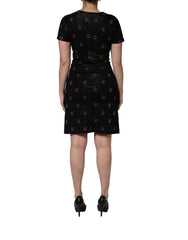 Dolce & Gabbana Black DG Crown Short-Sleeve Sheath Dress