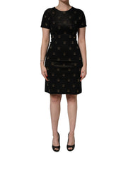 Dolce & Gabbana Black DG Crown Short-Sleeve Sheath Dress