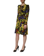 Dolce & Gabbana Multikleurige Jurk Met Druivenprint En Lange Mouwen