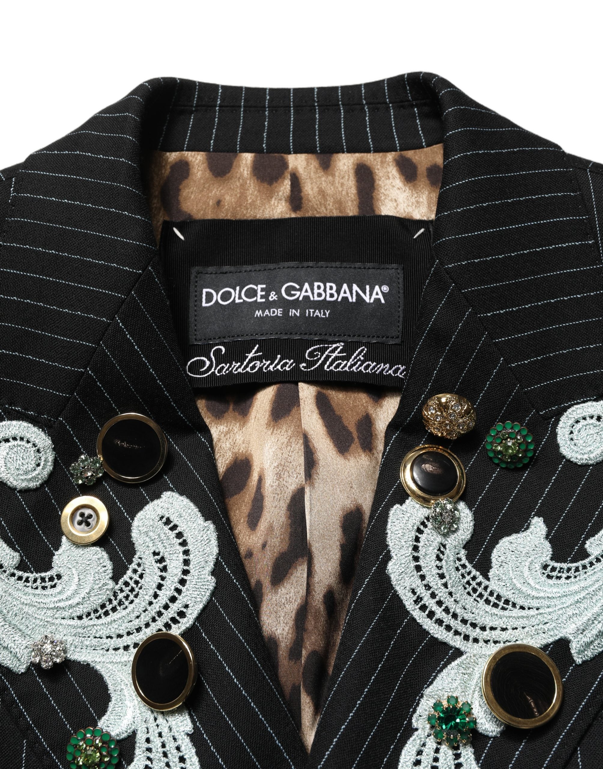 Dolce & Gabbana Zwart Gestreepte Double-Breasted Blazer