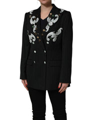 Dolce & Gabbana Zwart Gestreepte Double-Breasted Blazer
