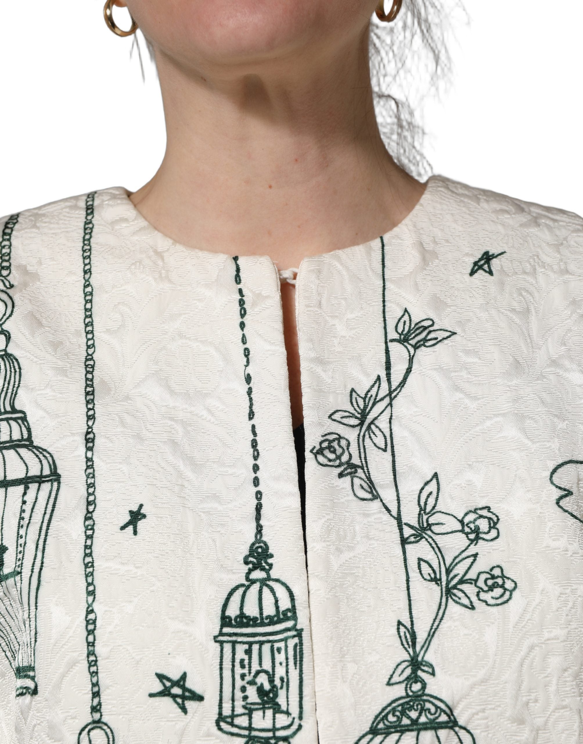 Dolce & Gabbana Witte Jacquard Tuinprint Jas